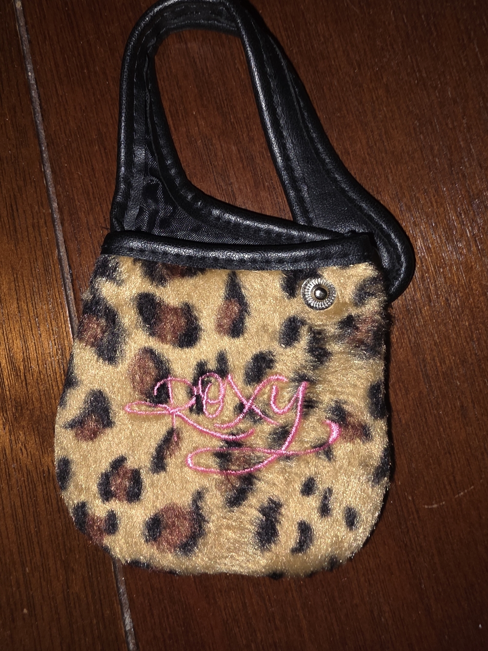 Vintage Rare Deadstock Y2K Roxy Faux Fur & Vegan Leather Mini Coin Pouch Purse